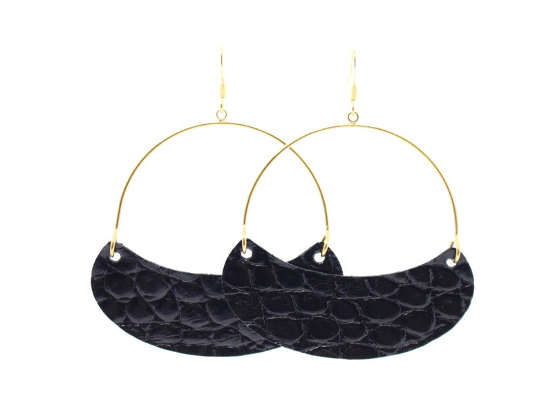 Pebbled Black Saylor Hoops