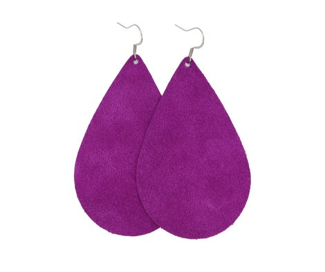 Magenta Suede Teardrops