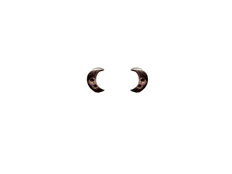 Black Night Moon Studs