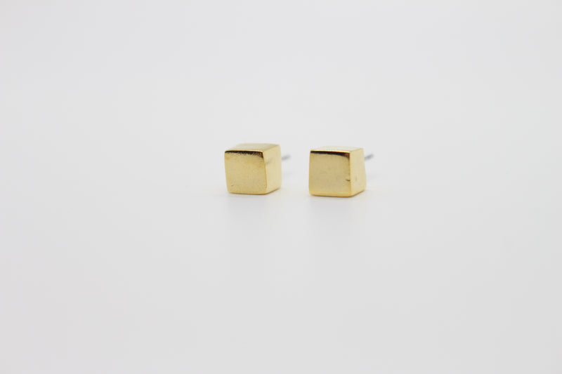 Cube Stud Earrings (GOLD)