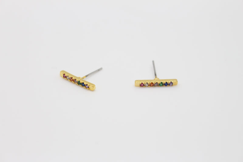 Rainbow Gold Bar Studs