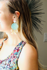 Aqua Shelly Statement Earrings