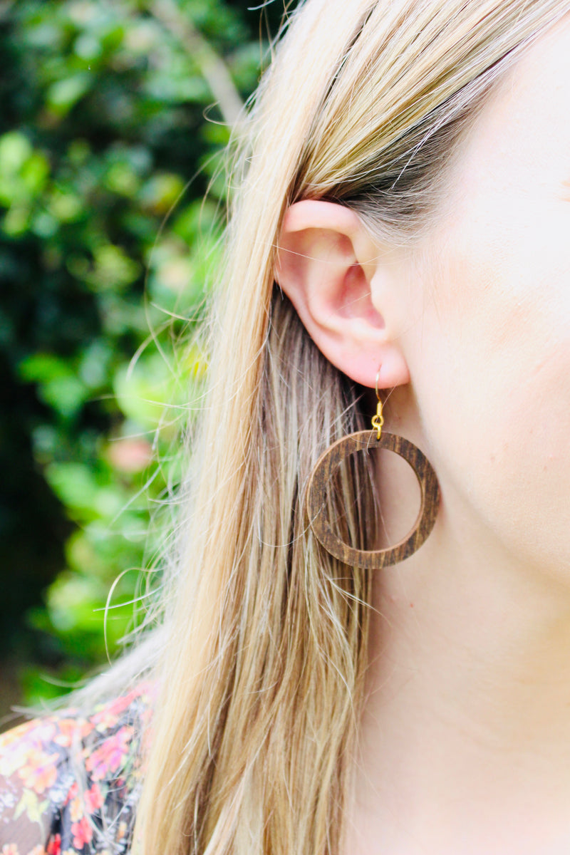 Walnut Wooden Accent Earrings